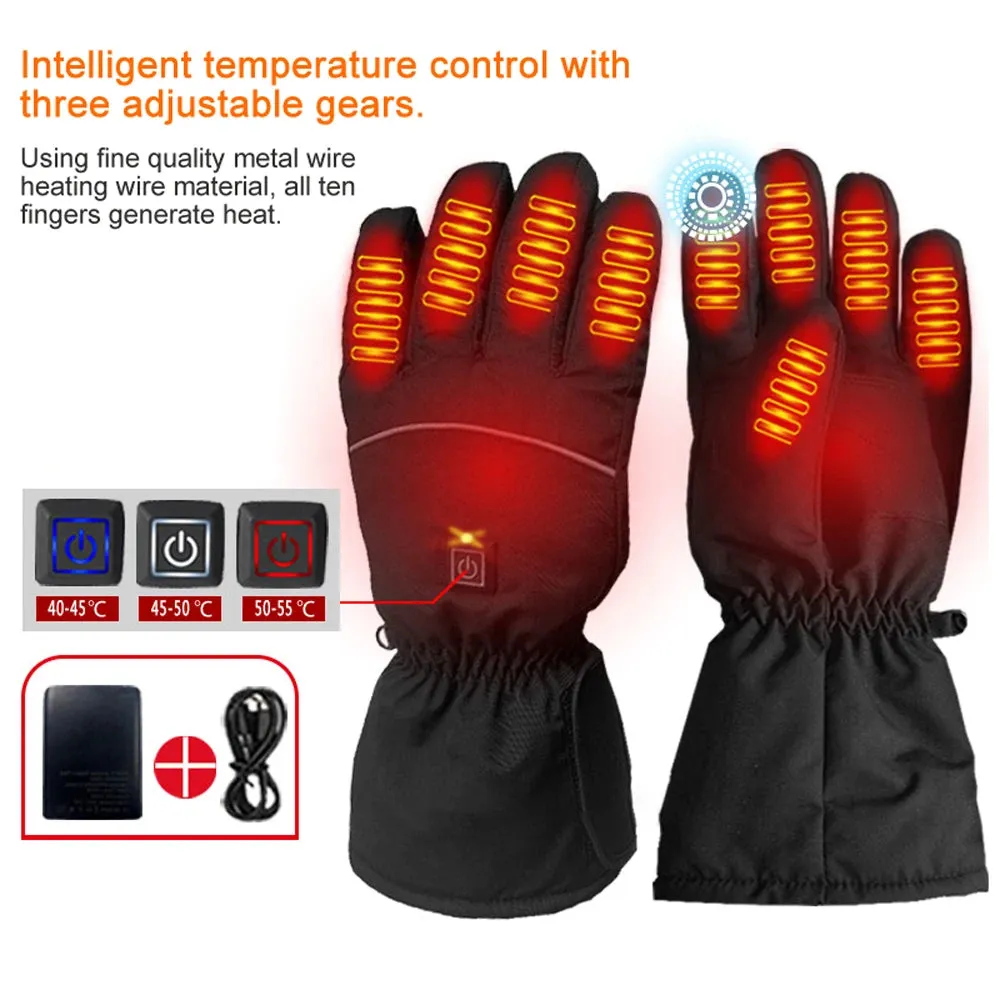 1 Pair Electric Thermal Gloves Winter Hand Warmer Touching Screen Cycling Gloves Skiing Snowboarding Heated Gloves