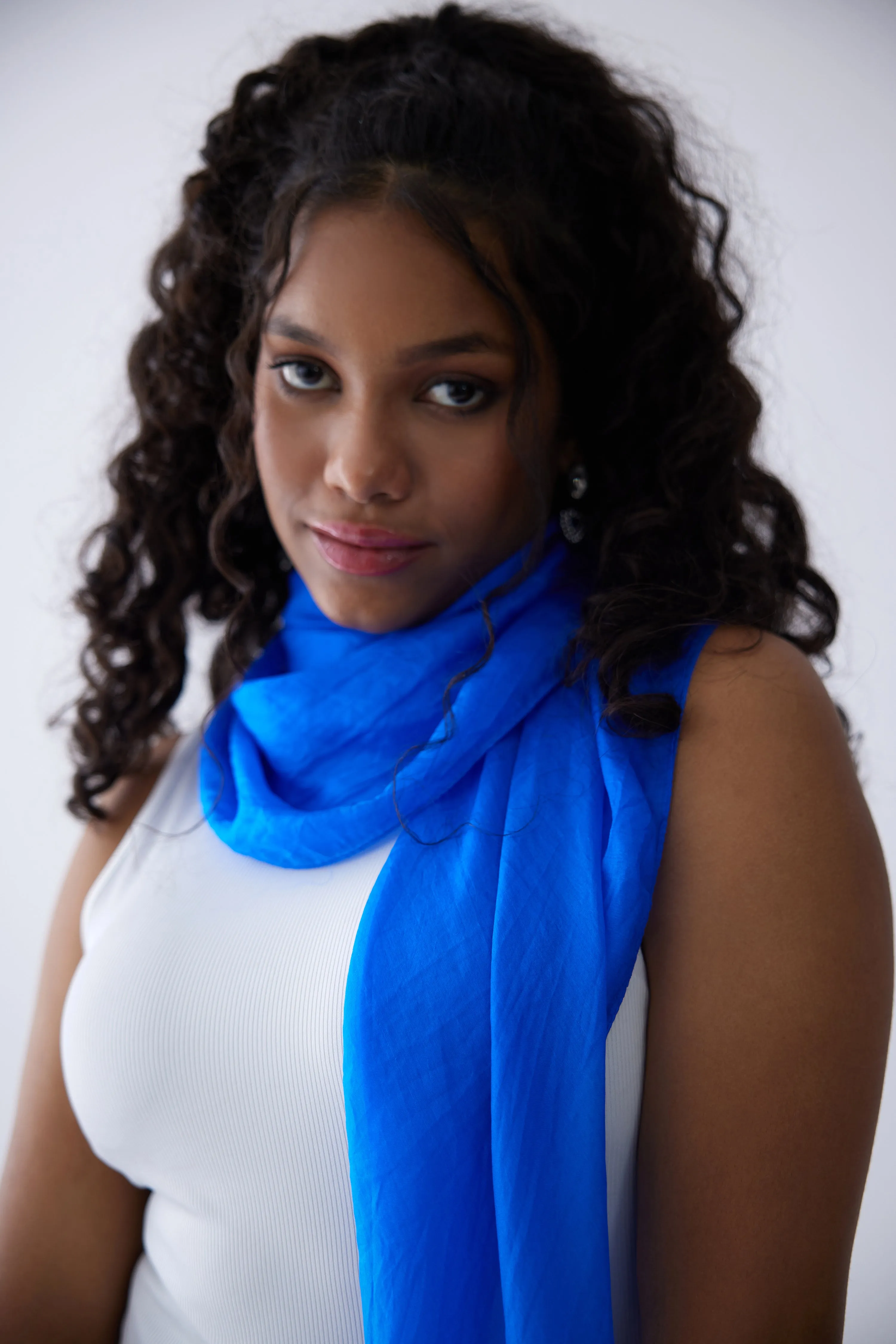 100% Silk Scarf - Blue