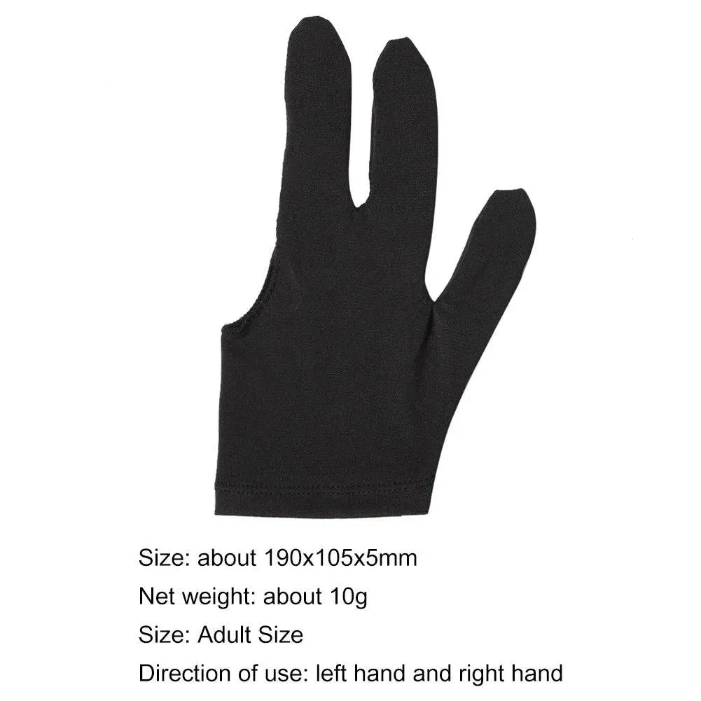 3-Finger Open Snooker Billiard Gloves Left/Right Hand Protector Billiard Pool Cue Mitten One Size Unisex Sportswear