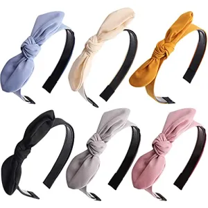 ACO-UINT 6 Pack Knotted Bow Headbands for Women and Girls - Cute Hair Accessories with Thin Knots, Suitable for Kids 8-12