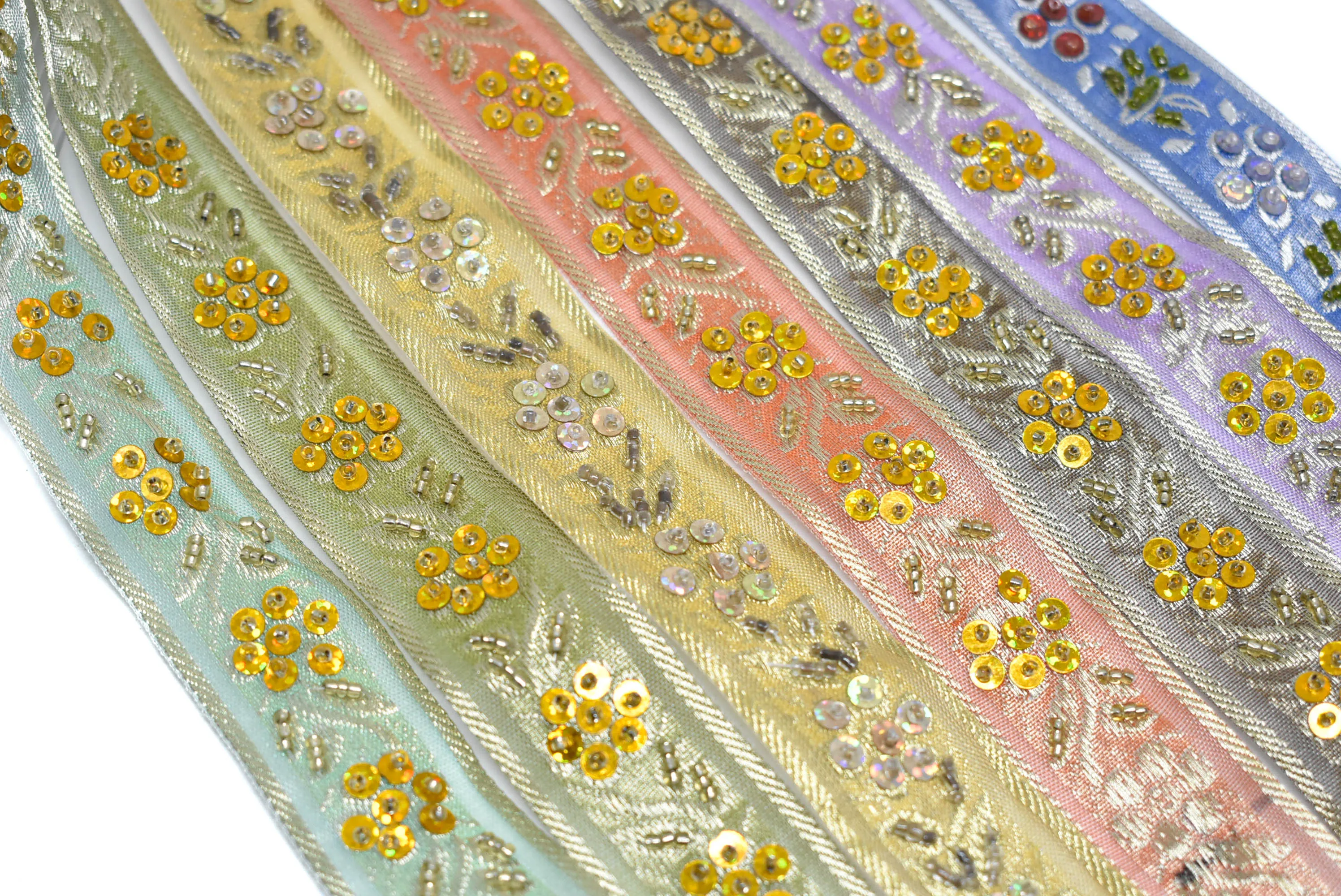 Assorted Sequins Beaded Floral Indian Trim 1.25"-1 Yard