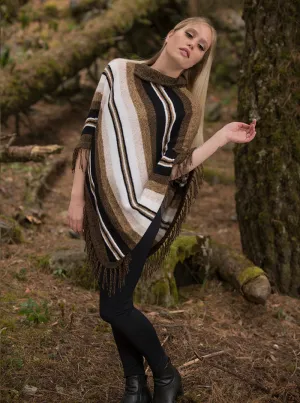 Brown Alpaca Poncho for Women