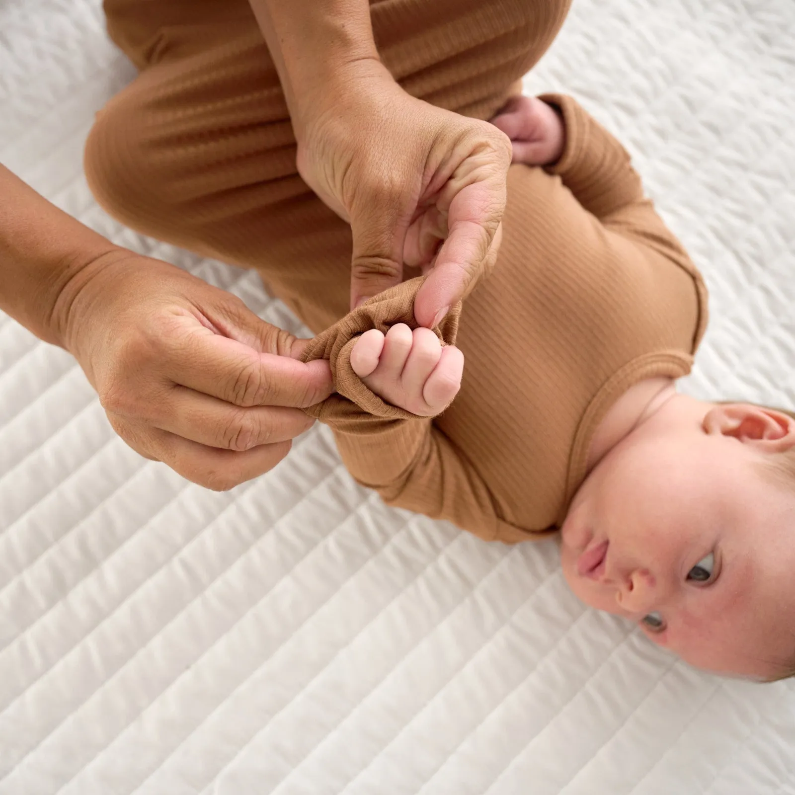 Caramel Ribbed Infant Gown