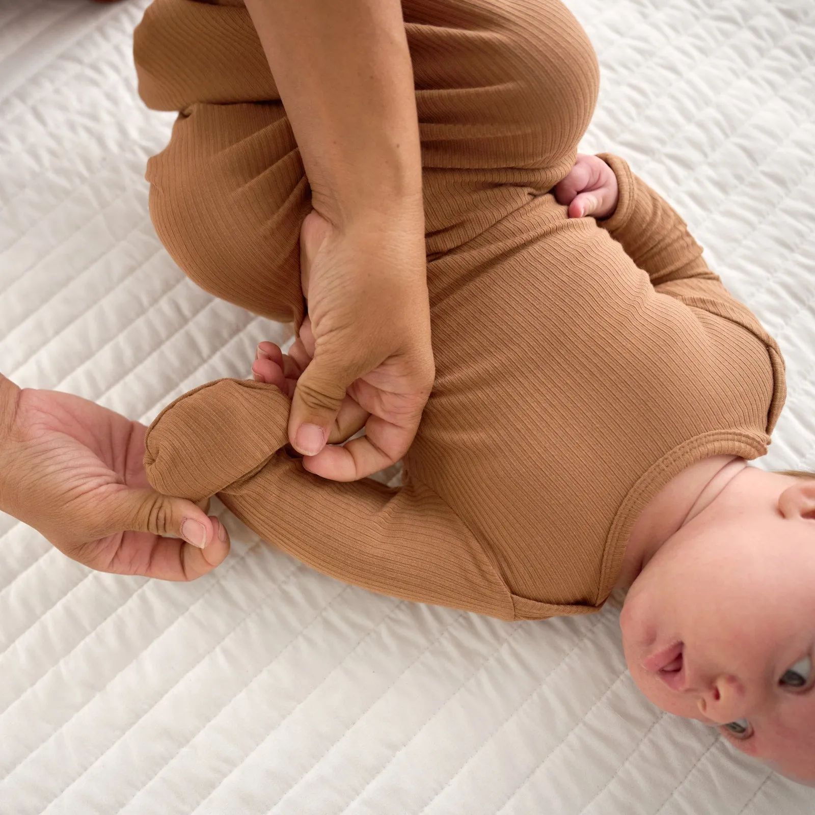 Caramel Ribbed Infant Gown