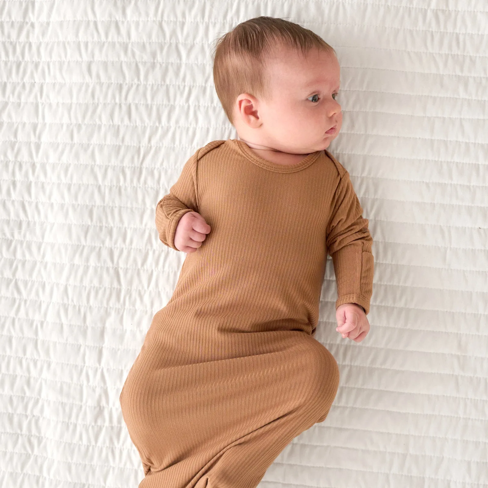 Caramel Ribbed Infant Gown