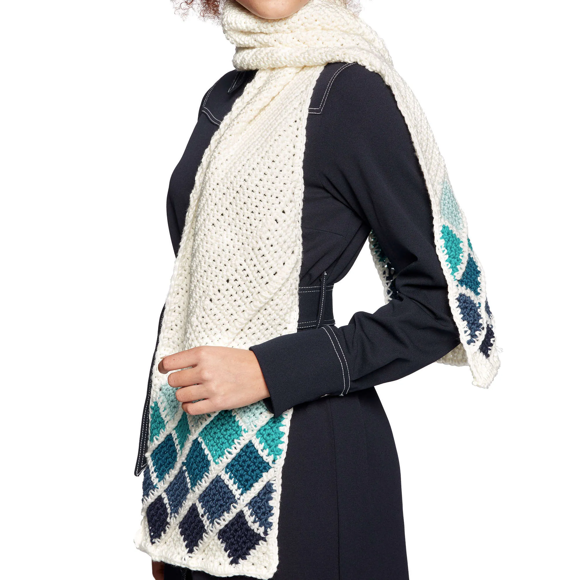 Caron X Pantone Stepping Diamonds Crochet Scarf