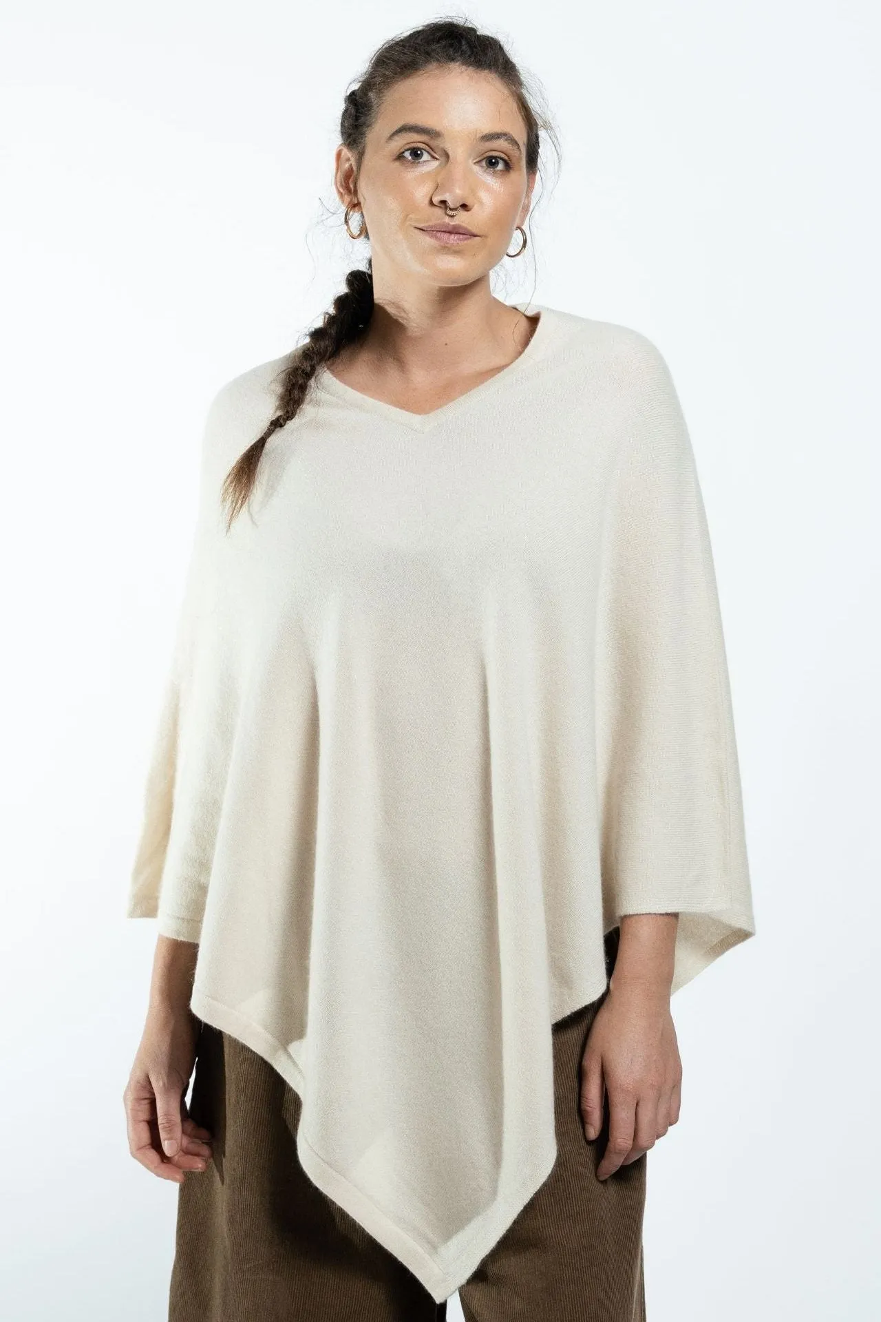 Cashmere Poncho - Oatmeal