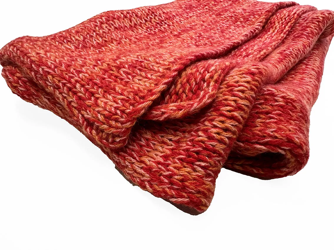 Cashmere Wool Scarf and Hat in Pomegranate Red Color