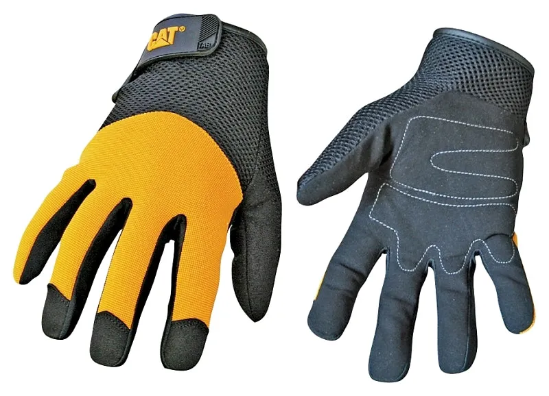 CAT CAT012215J Utility Gloves, Jumbo, Wrist Strap Cuff, Synthetic Leather, Black/Yellow :PR: QUANTITY: 1