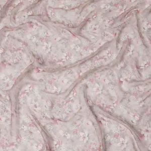 Cherry Blossom Synthetic Chiffon Fabric, Pastel Pink Floral, 110cm Wide - Buy Fabric in Meters Online-D18120