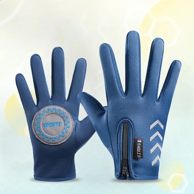 Children's Gloves Warm Cycling Winter Autumn Waterproof Kids Reflect Light Non-Slip Ski Fleece Boy Girl Scooter Gloves Zipper