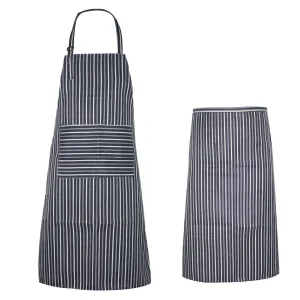 Classic Polyester Stripped Utility Apron with Pockets | 2 PC Set