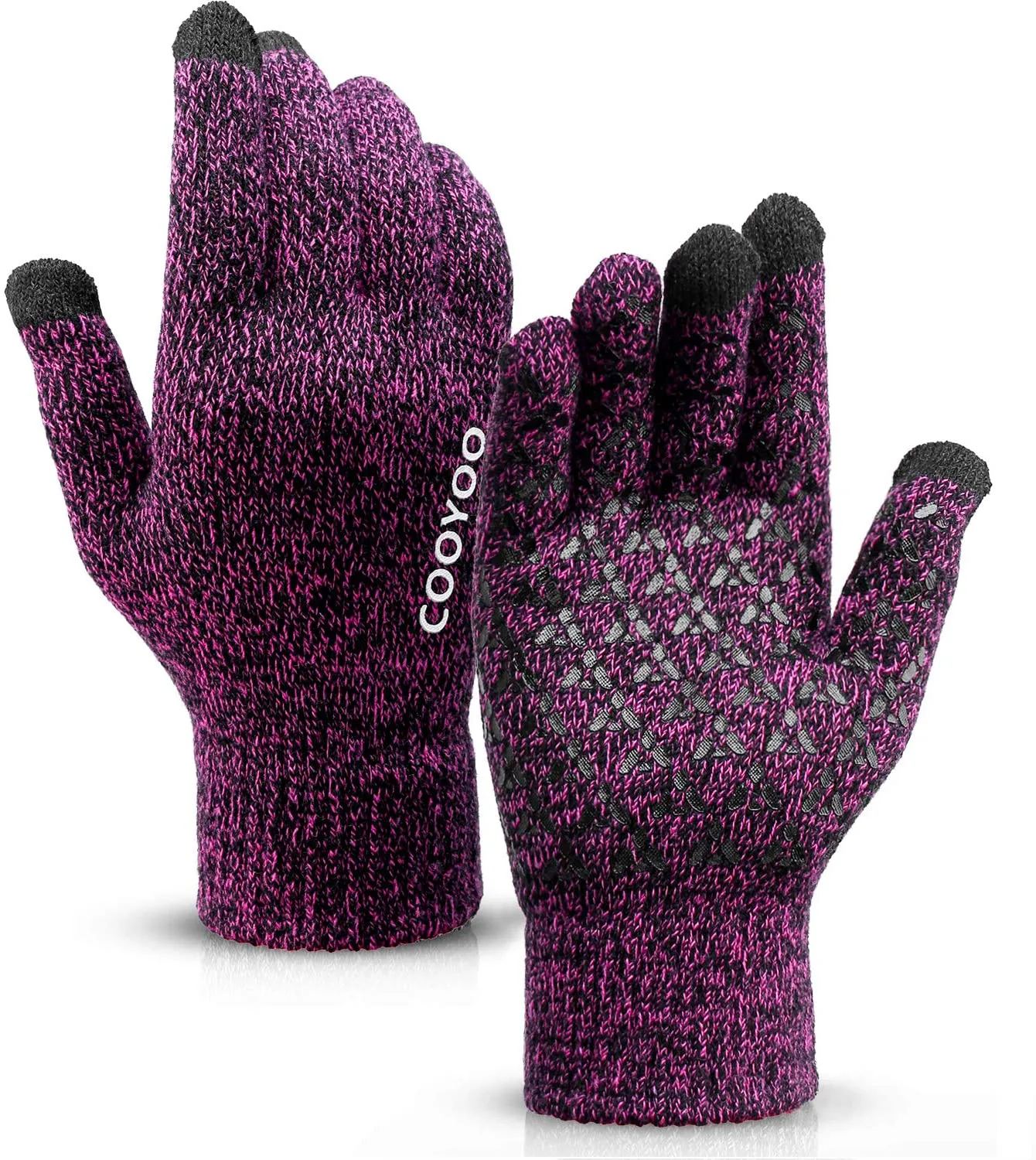 COOYOO Winter Gloves for Women and Men 1/2/3 Pairs,Upgraded Touch Screen Gloves,Anti-Slip Silicone Gel - Elastic Cuff - Thermal Soft Wool Lining - 3 Size Choice