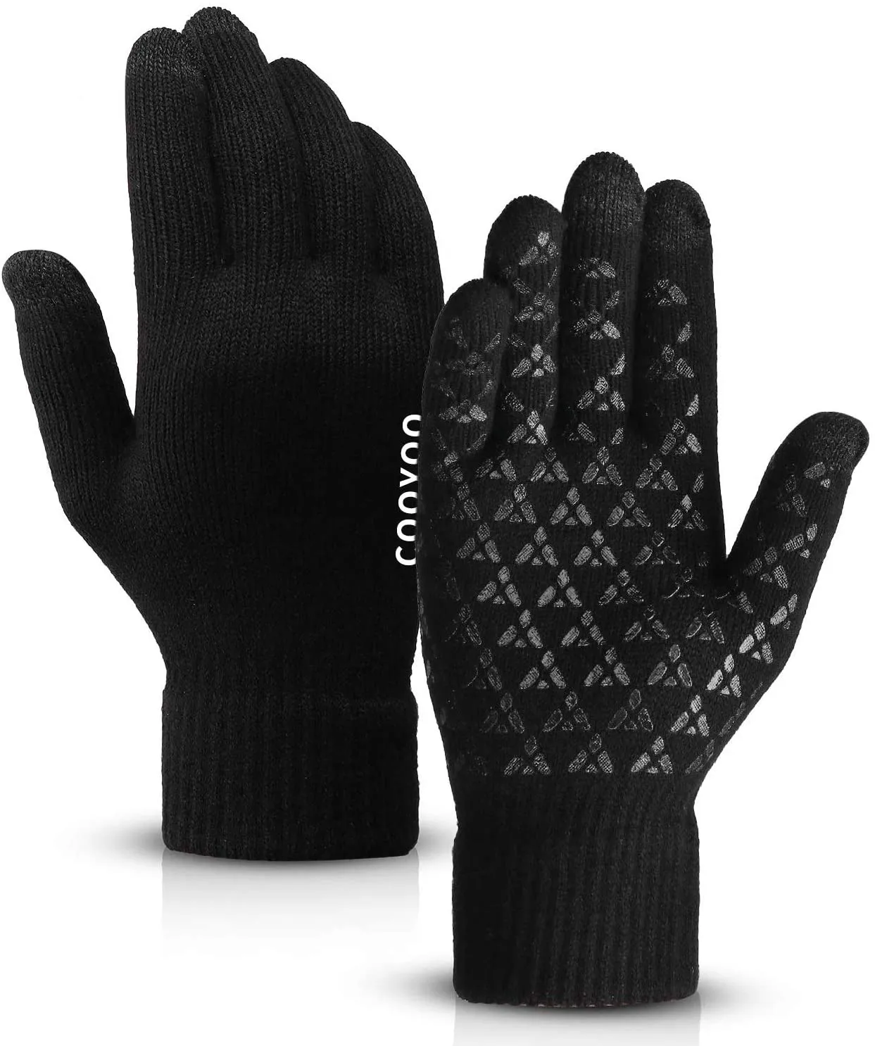 COOYOO Winter Gloves for Women and Men 1/2/3 Pairs,Upgraded Touch Screen Gloves,Anti-Slip Silicone Gel - Elastic Cuff - Thermal Soft Wool Lining - 3 Size Choice