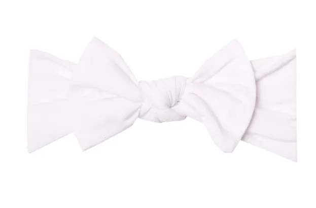 Copper Pearl - Infant Stretchy Soft-Knit Bow Headband in Dove White