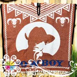 Cowboy Terrecotta Gaban - Men Poncho with Hoodie