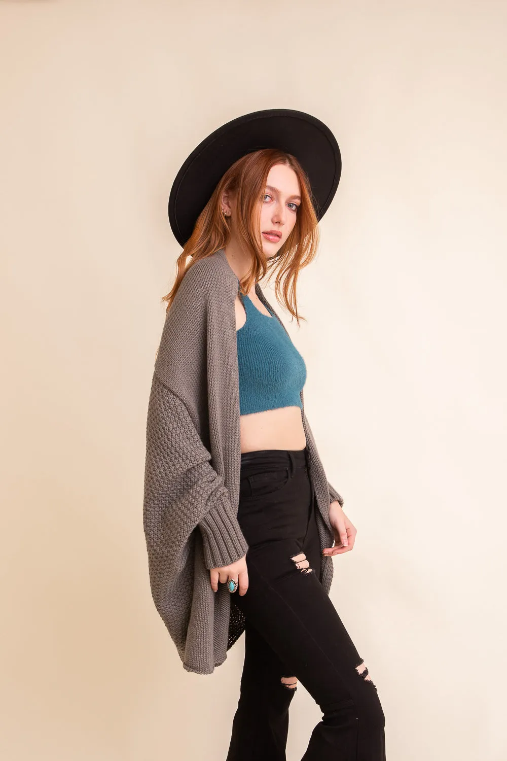 Cozy Chic Bat Wing Bliss Knit Cardigan