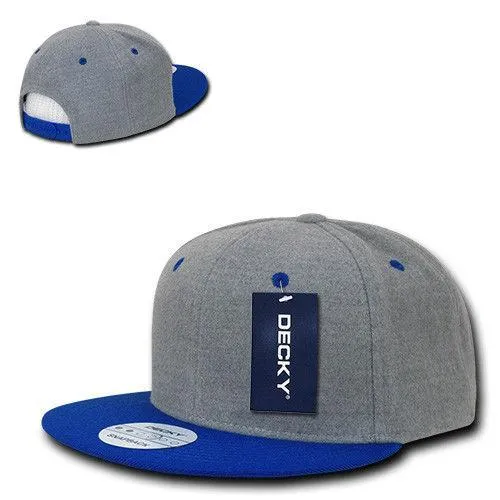 Decky Wool/Acrylic Melton Crown Snapback Two Tone 6 Panel Flat Bill Hats Caps