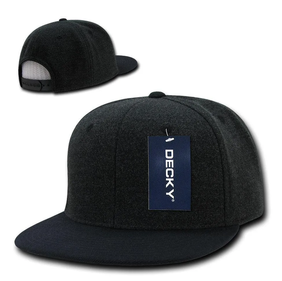 Decky Wool/Acrylic Melton Crown Snapback Two Tone 6 Panel Flat Bill Hats Caps