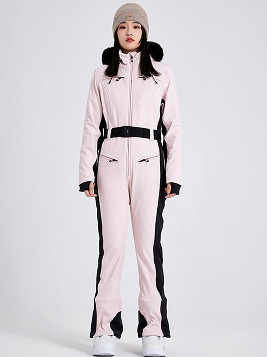 Fur Collar One Piece Ski Jumpsuits