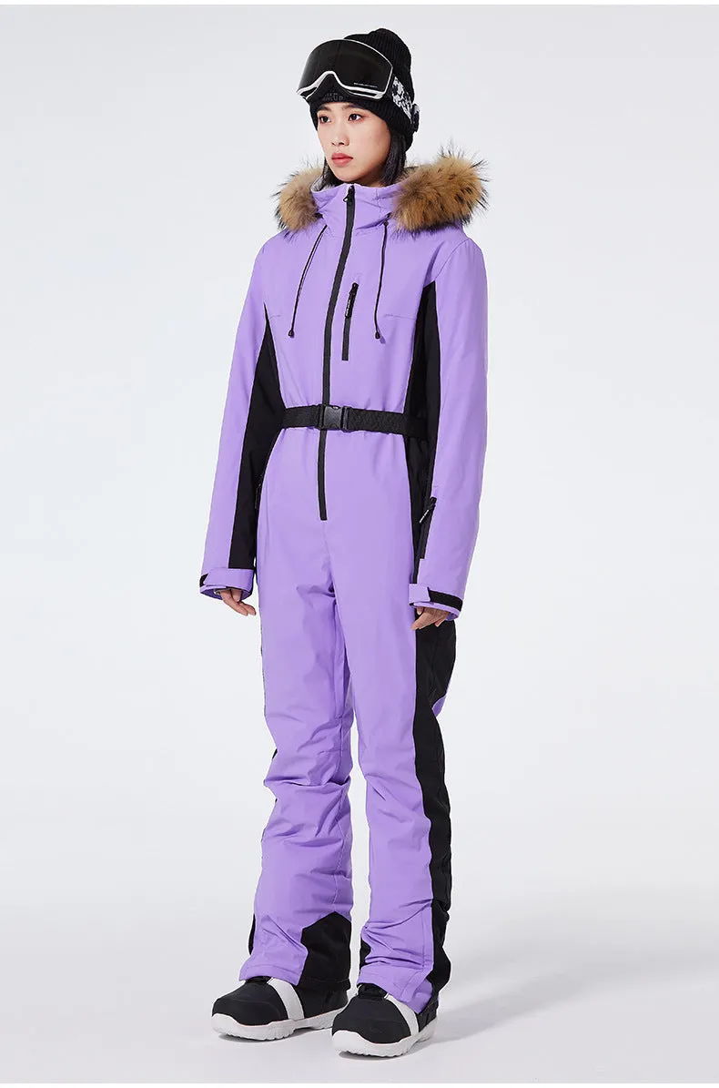 Fur Collar One Piece Ski Suits Jumpsuits