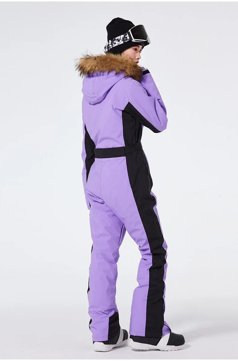 Fur Collar One Piece Ski Suits Jumpsuits