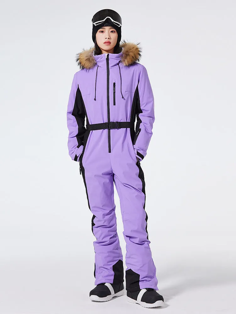 Fur Collar One Piece Ski Suits Jumpsuits