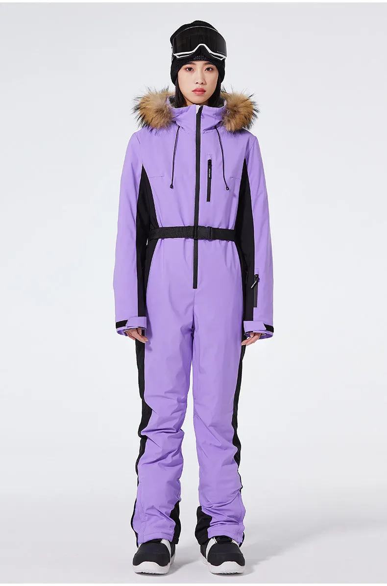 Fur Collar One Piece Ski Suits Jumpsuits