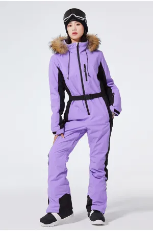 Fur Collar One Piece Ski Suits Jumpsuits