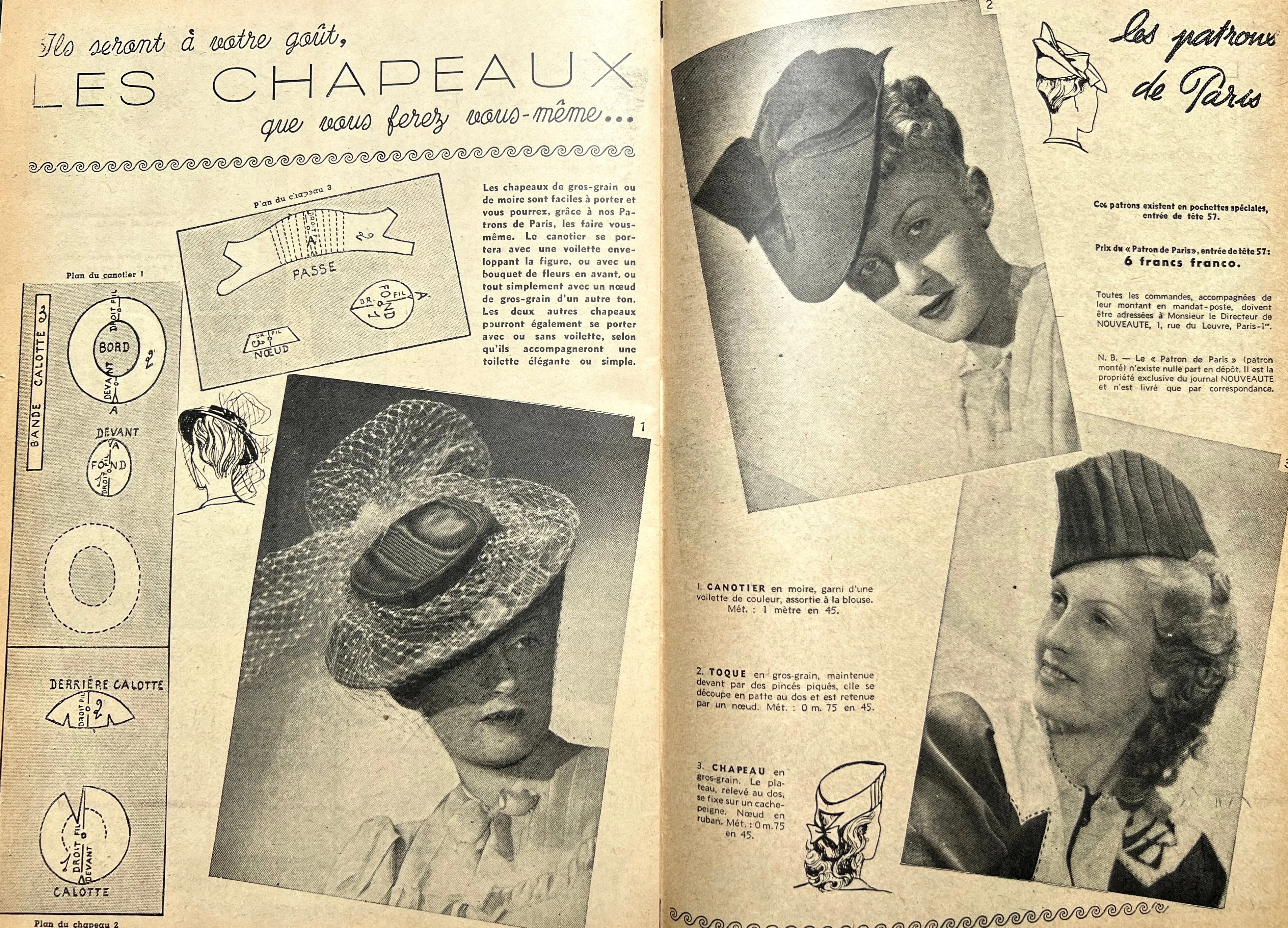 Gorgeous May 1939 Fashion, Dolls, Hats, Crafts in French Womens Magazine Nouveaute