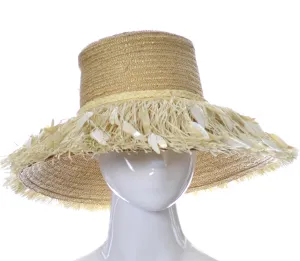 Island Raffia Fringe vintage Straw wide brimmed hat Made in Italy SOLD