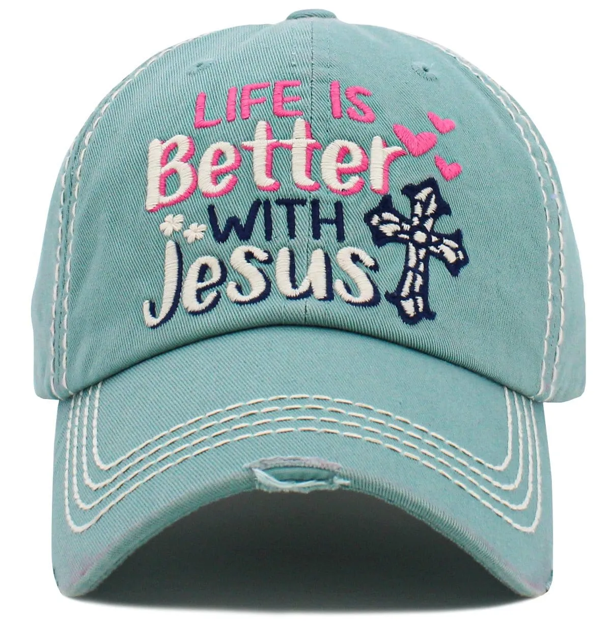 KBV1470 'Life is Better w/Jesus' Washed Vintage Ballcap