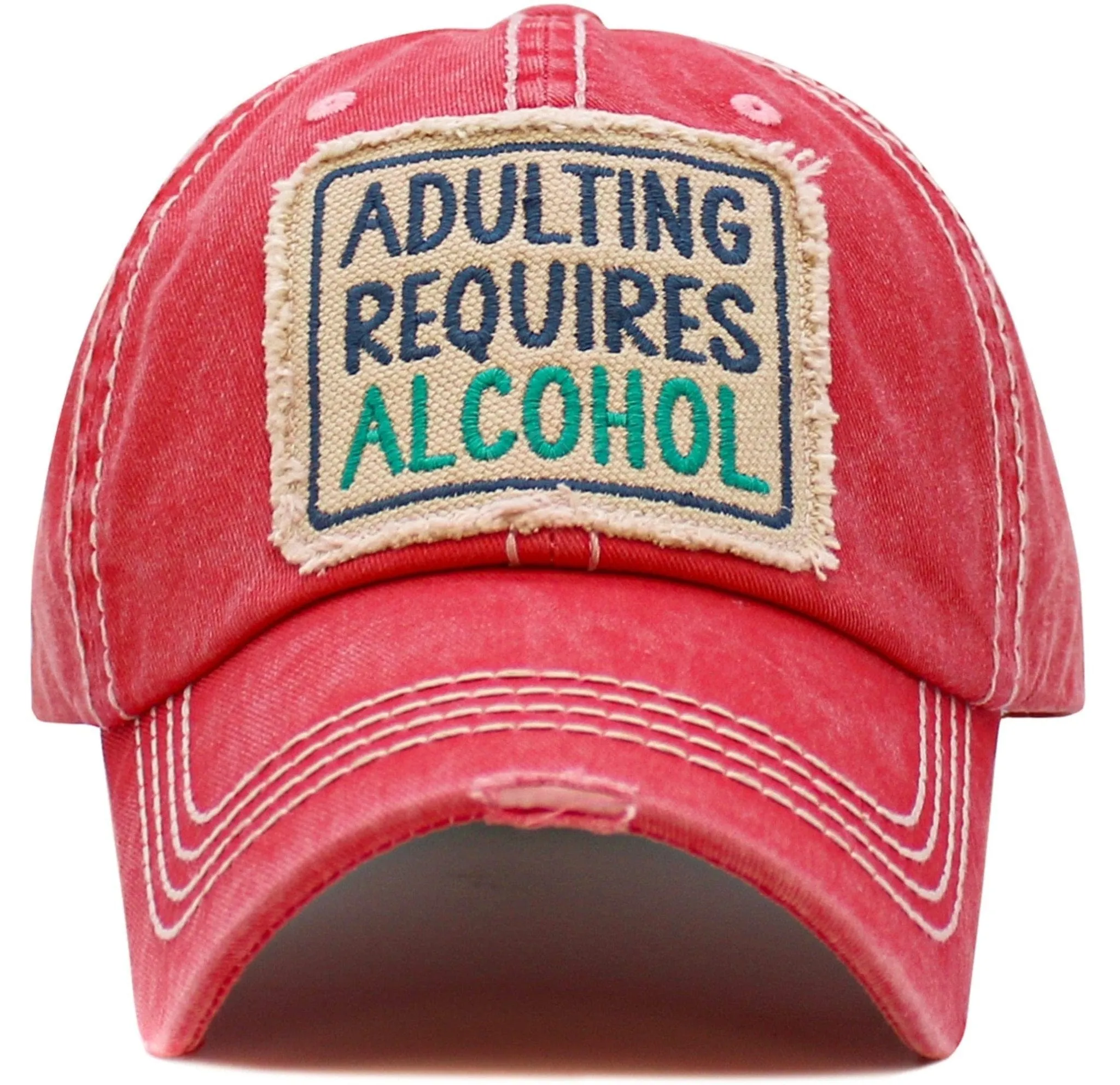 KBV1569 Adulting Requires Alcohol Washed Vintage Ballcap