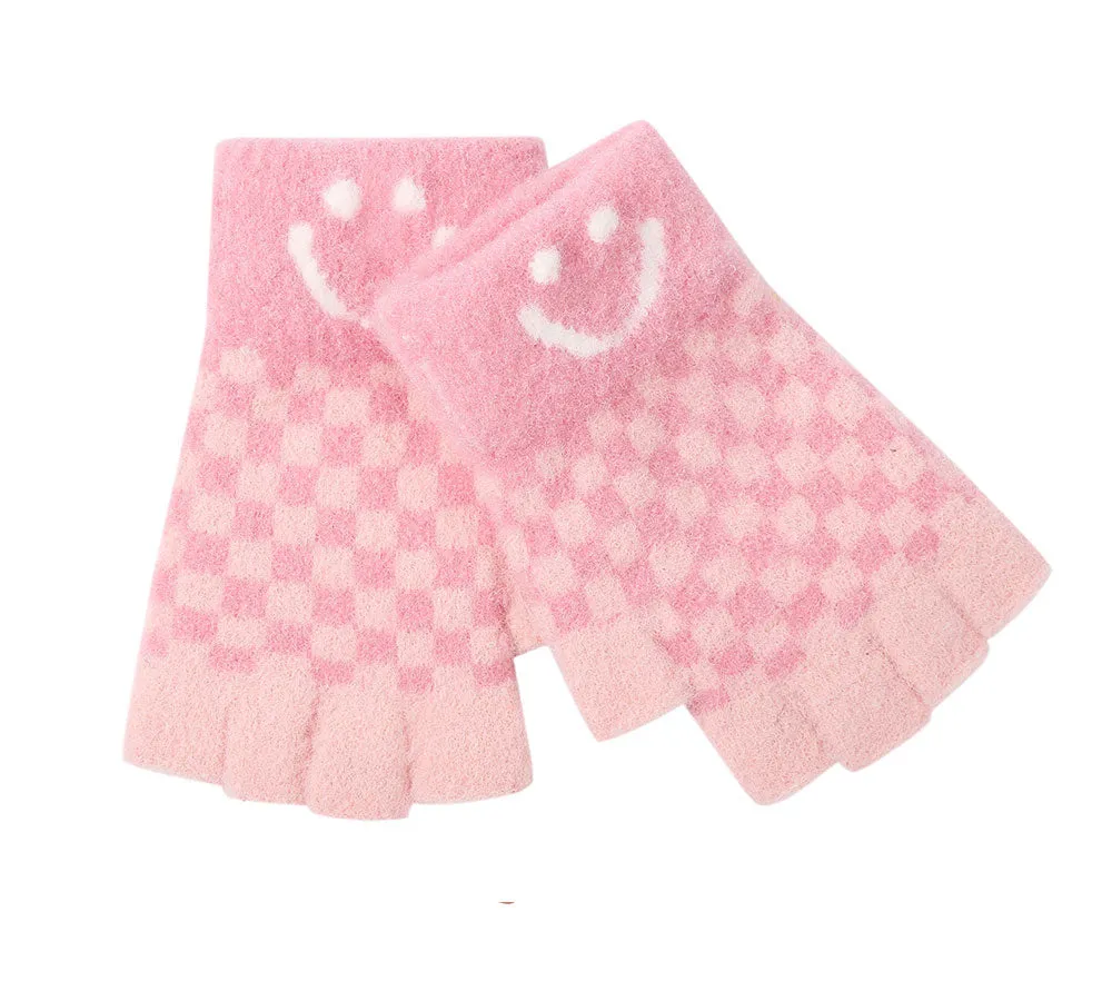 Kids Knit Fingerless Ultra Plush Knit Gloves Mittens