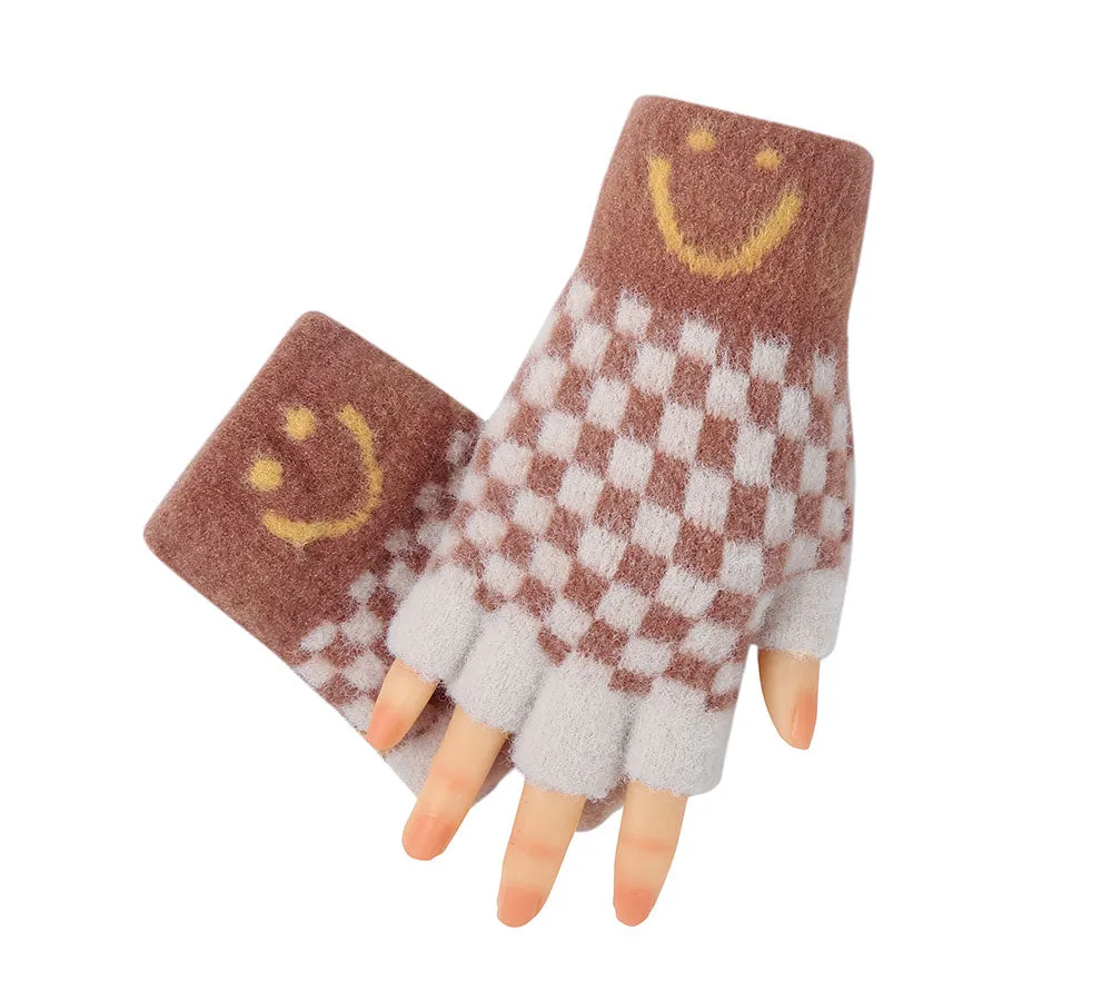 Kids Knit Fingerless Ultra Plush Knit Gloves Mittens