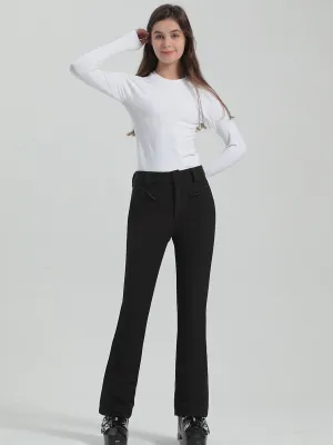 Lady's Classical Solid Color Slim Fit Snow Pants Flared Ski Trousers