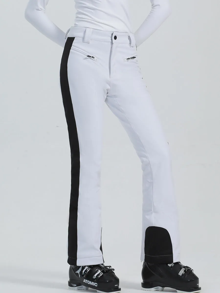 Lady's Classical Solid Color Slim Fit Snow Pants Flared Ski Trousers