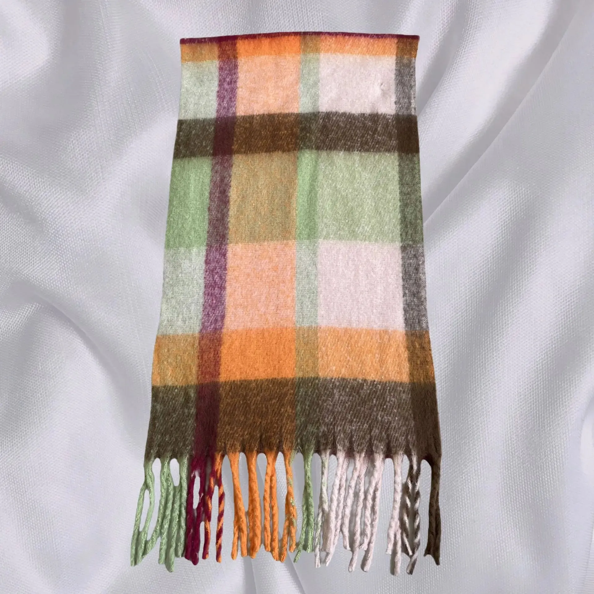 Long Shawl Thickened Warm Scarf Women Fashion Elegant Minimalist Plaid Scarf