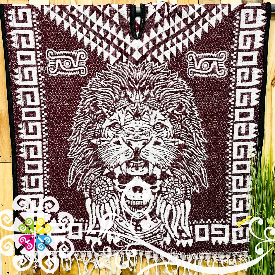 Maroon Gaban - Men Poncho with Hoodie