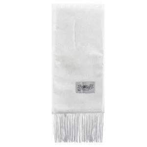 Mens Cirulli White Shabbos Scarf With Fur #1