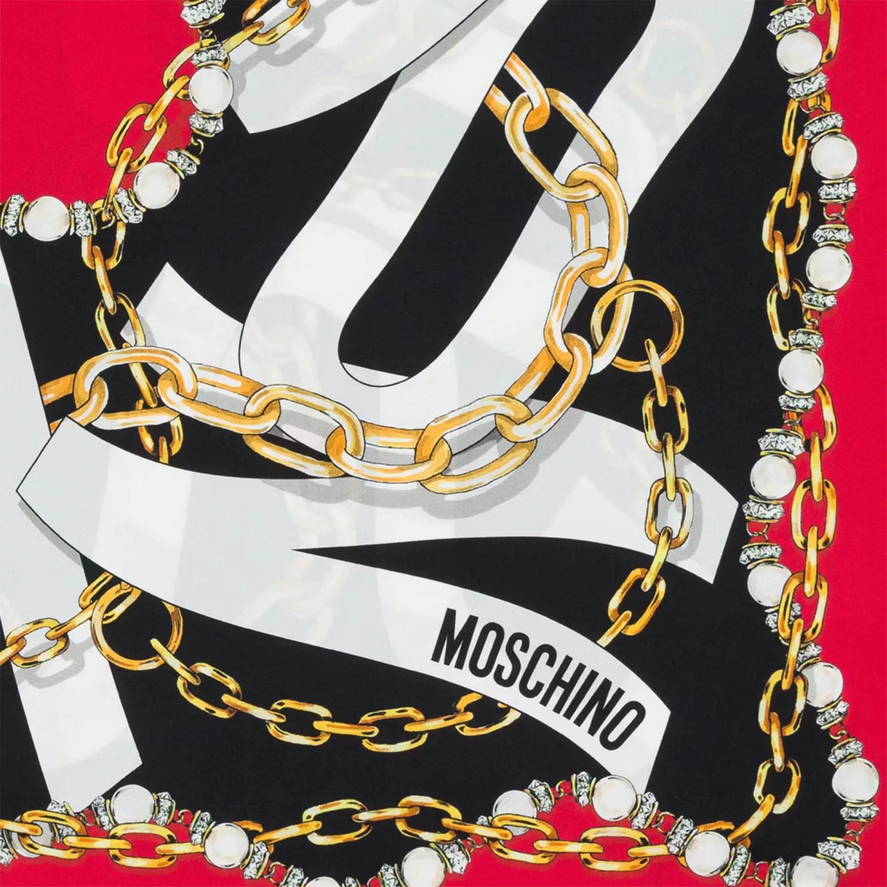 Moschino Scarf Jewelry Design - Large Square Silk Foulard