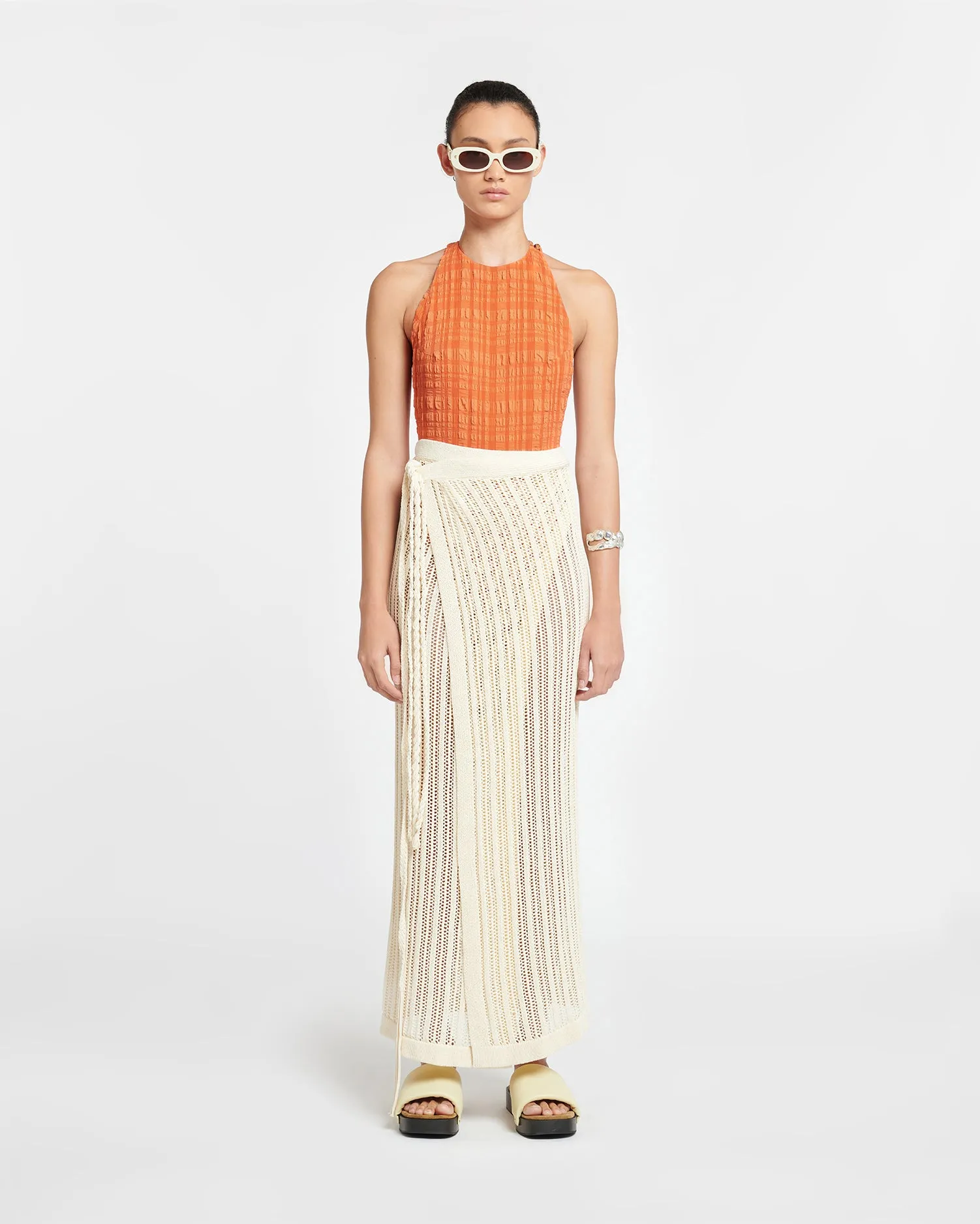 Namir - Crochet Sarong Skirt - Creme