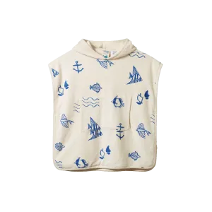 NATURE BABY ORG COTTON PONCHO TOWEL ATLANTIC PRINT