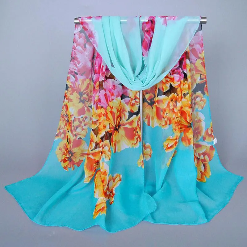 New fashion style designer chiffon silk scarves women headband sunscreen spring autumn accessories kerchief