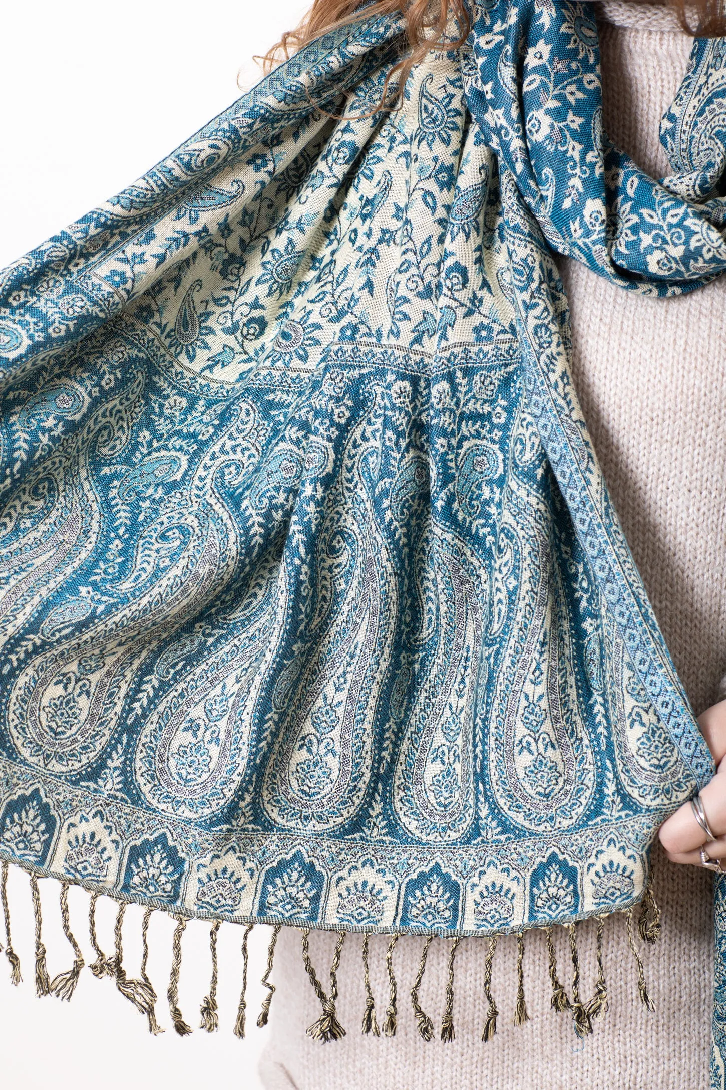 Paisley Reversible Fringe Shawl