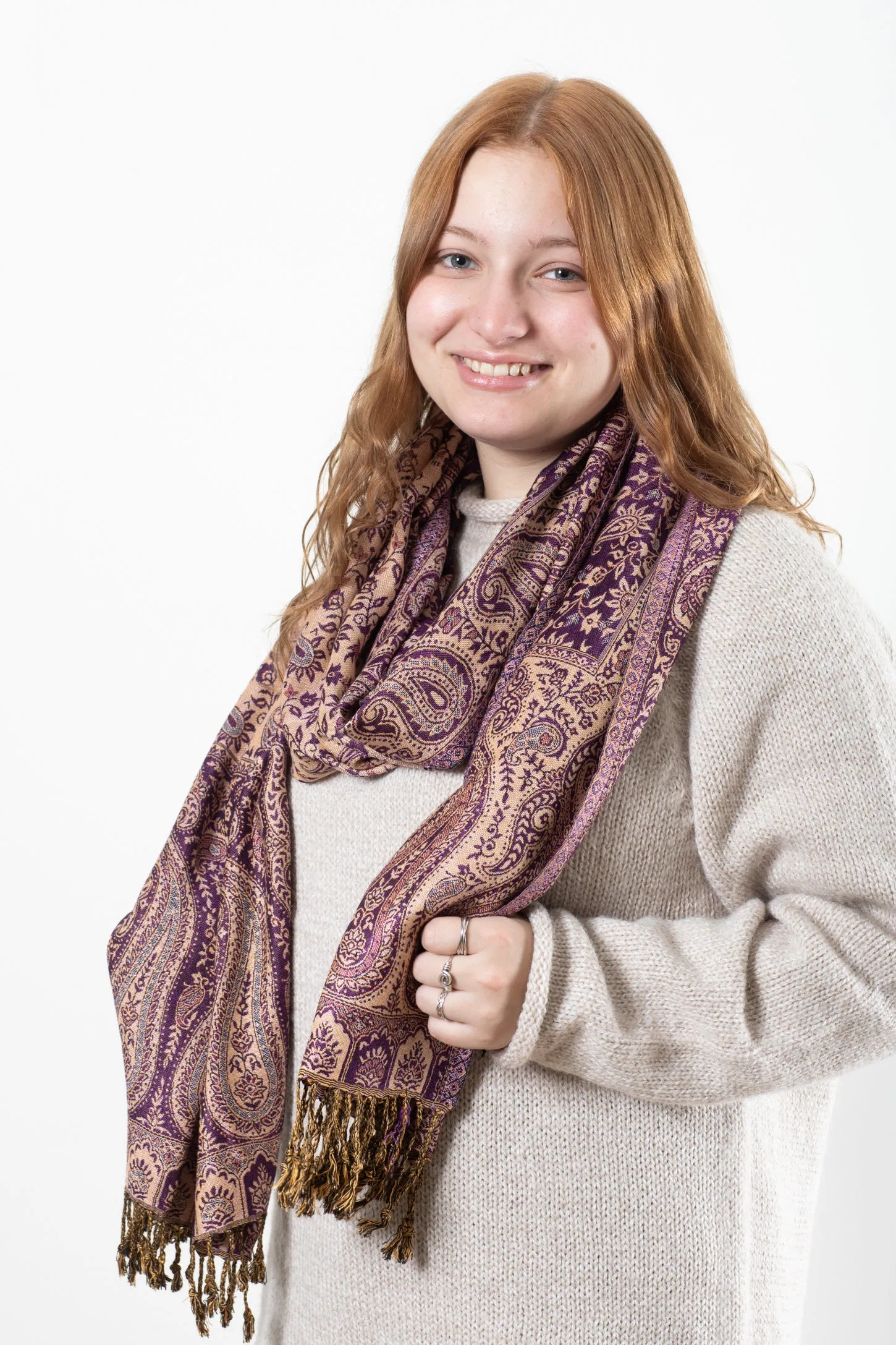 Paisley Reversible Fringe Shawl