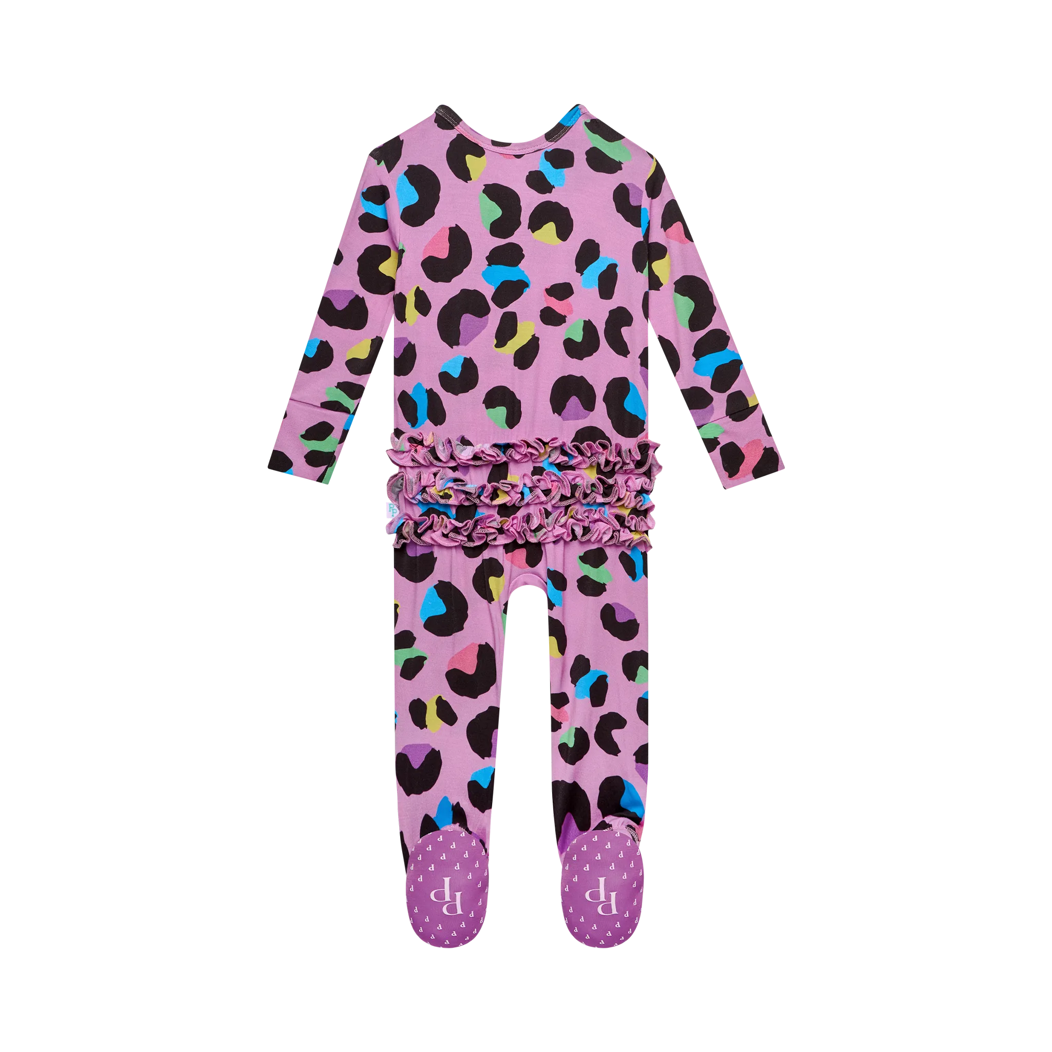 POS Electric Leopard Ruffled Zipper Footie