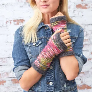 Red Heart Knit Ridge Mitts