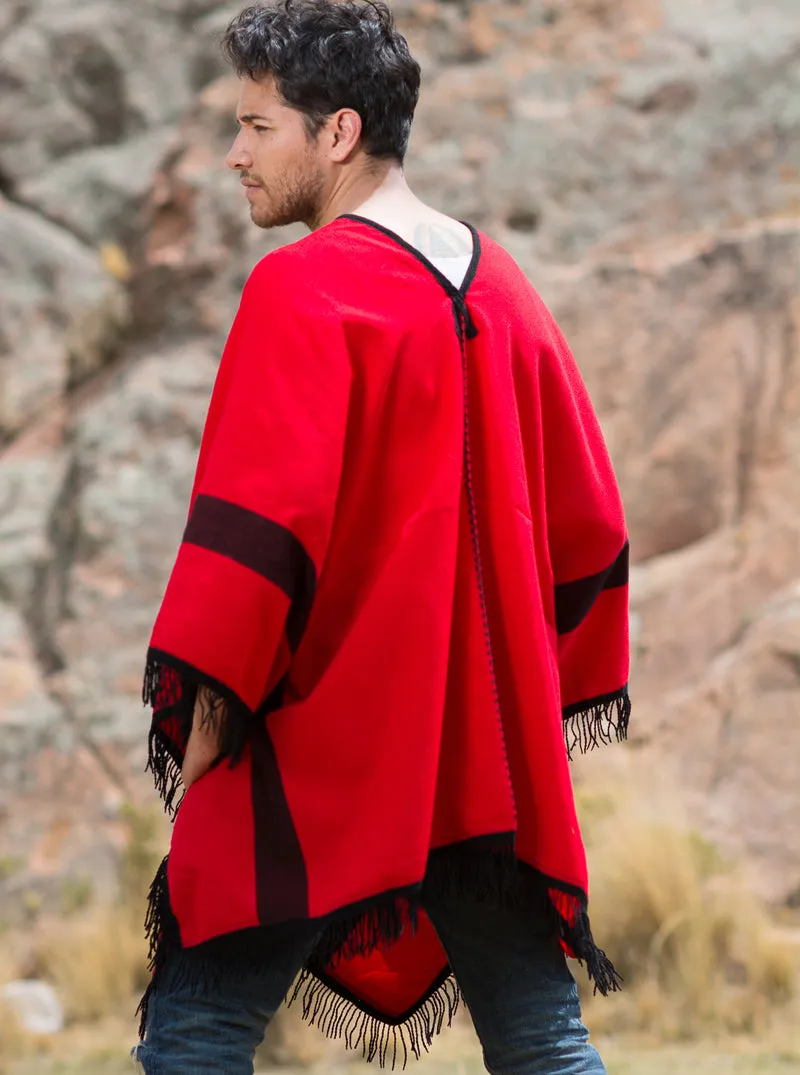 Red Mens Poncho