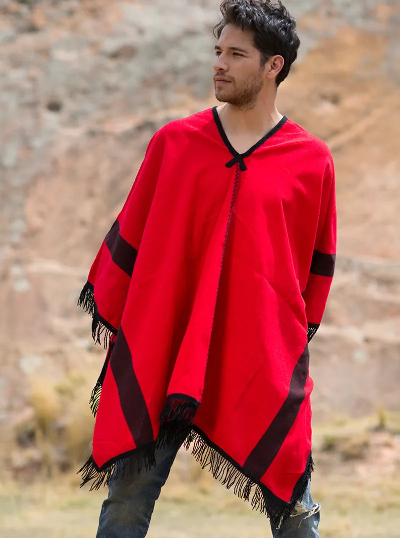 Red Mens Poncho